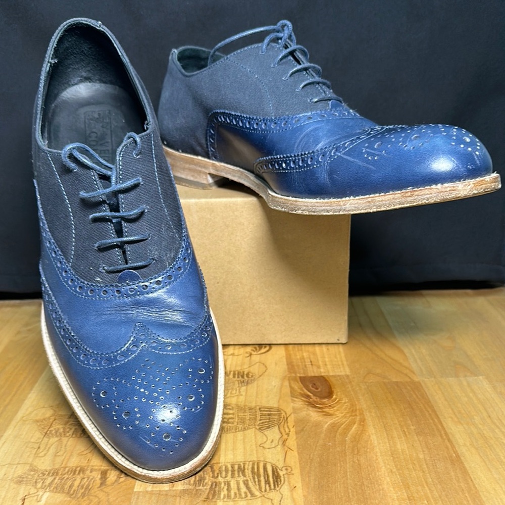 Versace Collection Blue Oxford Wingtips